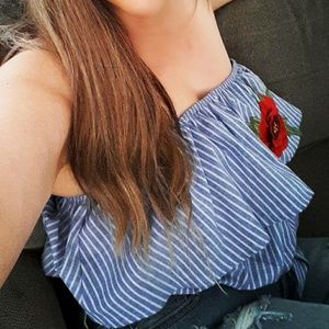 Off the shoulder striped top